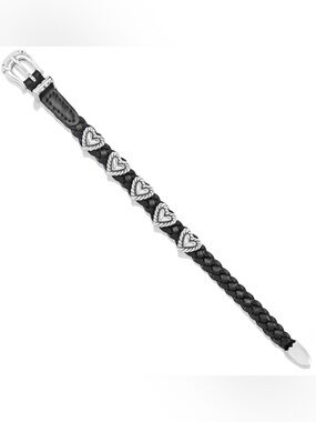 BRIGHTON Black Roped Heart Braid Bandit Bracelet - 07475A NWT